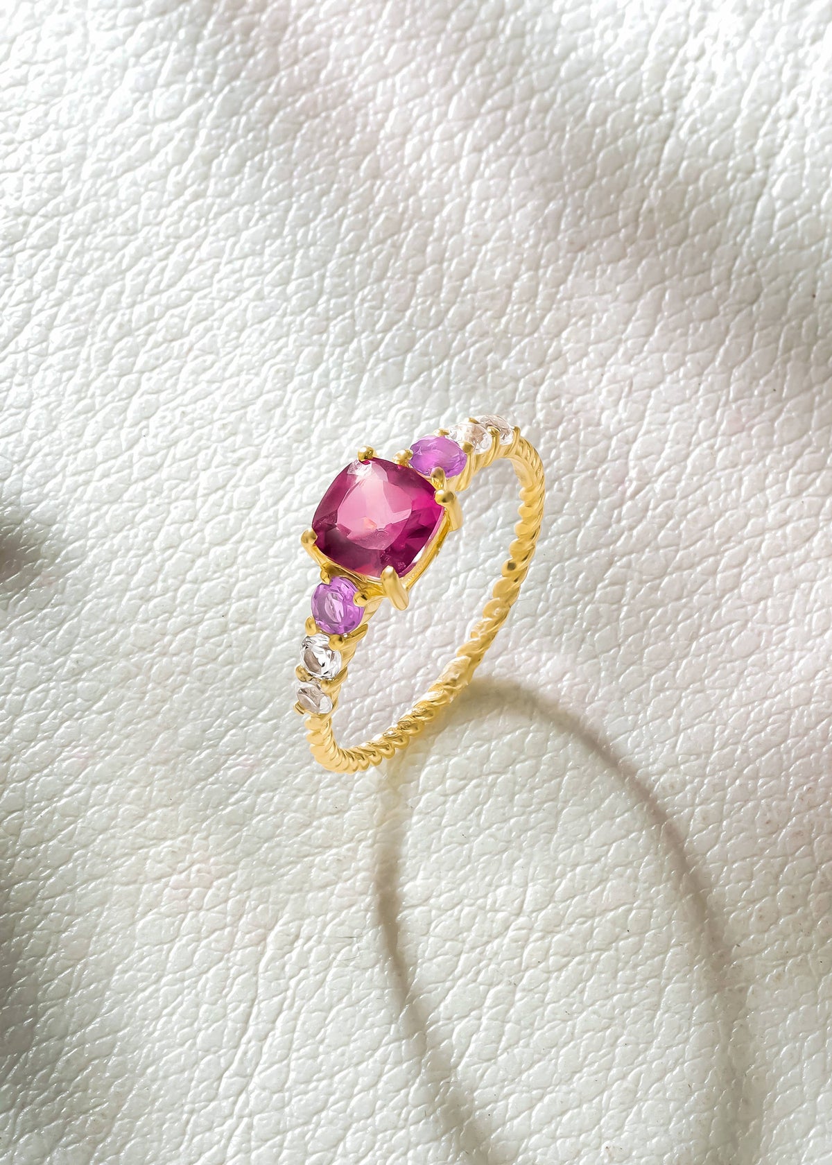 Gold Plated 925 Silver Pink Topaz Rose Reverie Ring