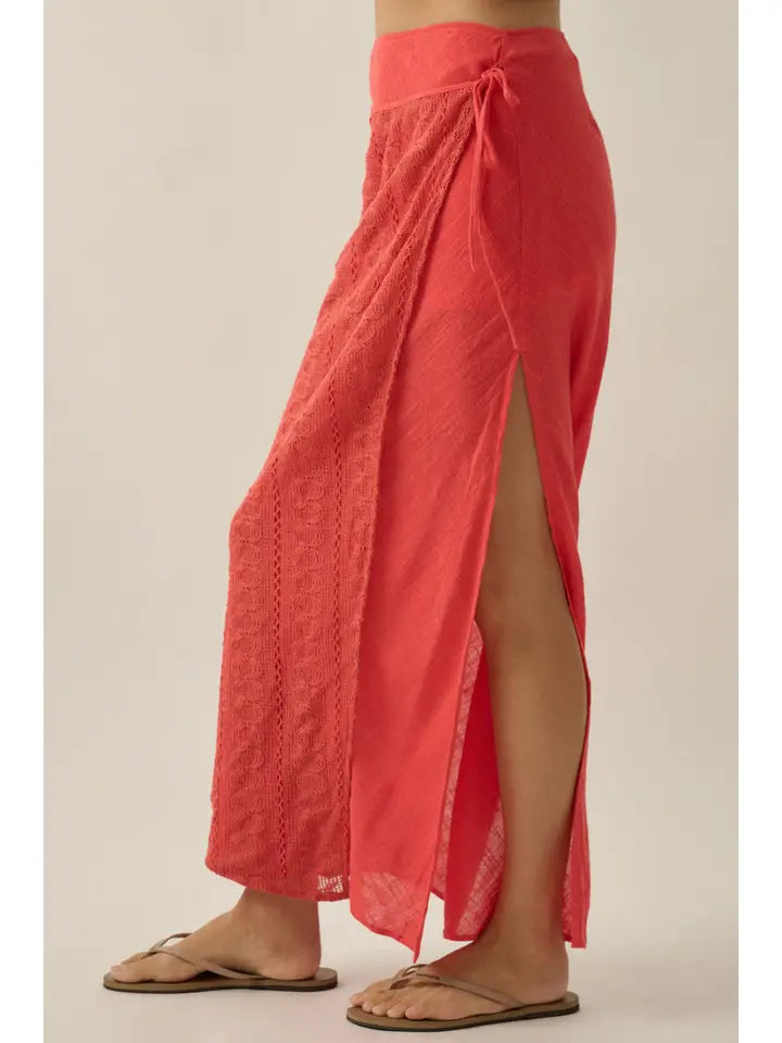 Crochet Lace Wrapped Maxi Skirt
