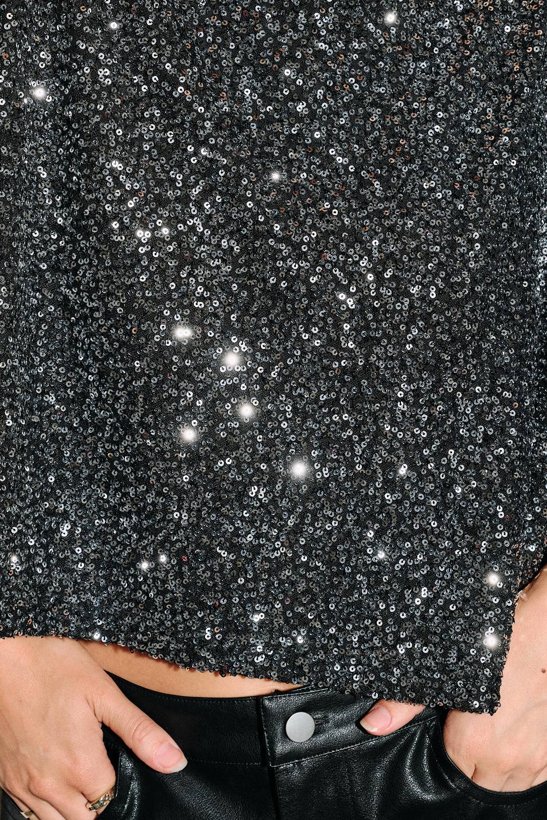 Boat Neck Sequin Layering Poncho Top