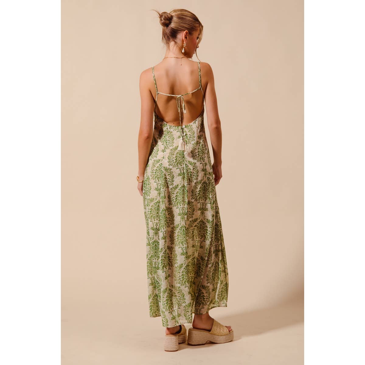 DAMASK FLORAL SUMMER MAXI FLOWY DRESS