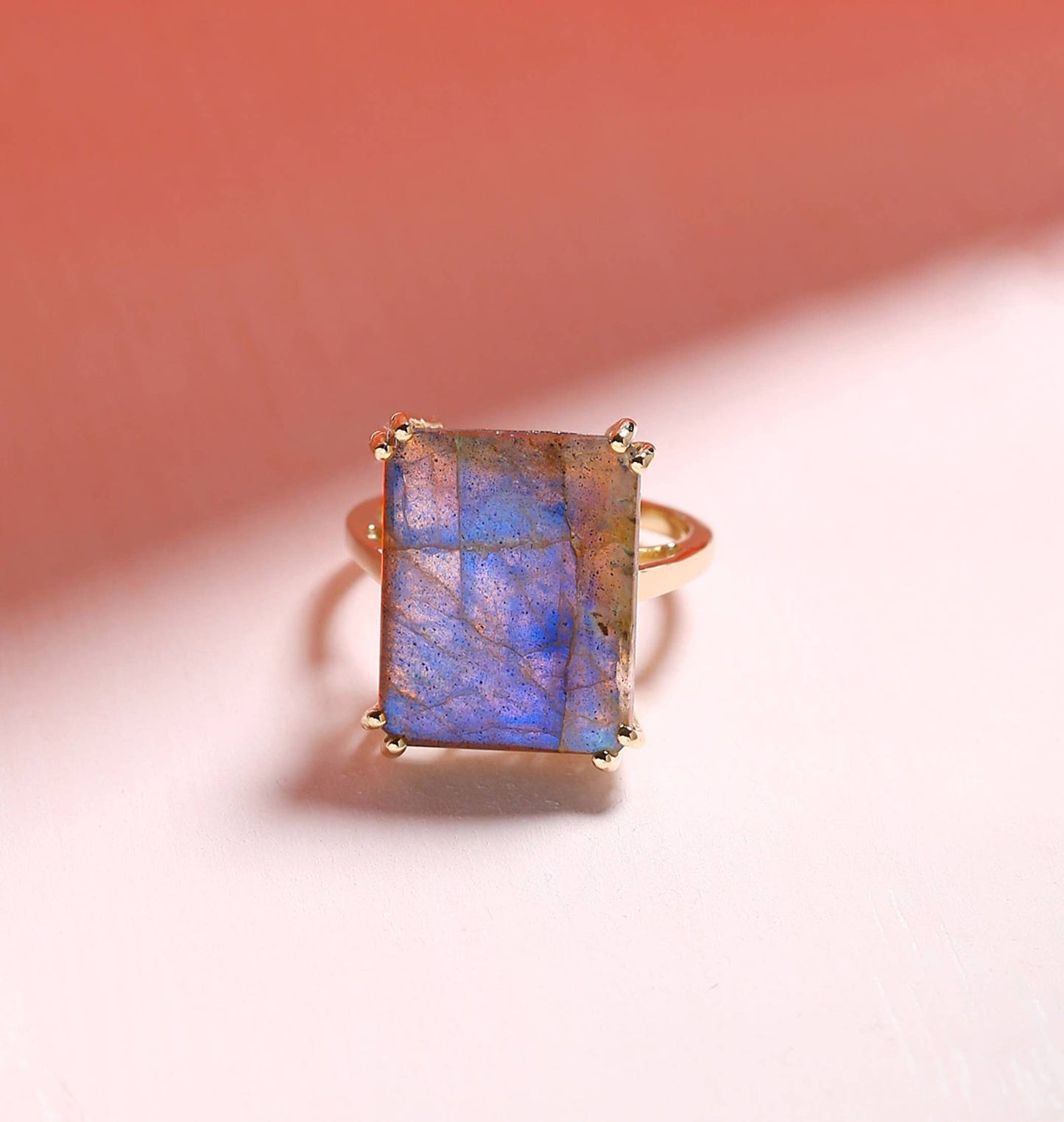 Gold Plated Over Silver Labradorite Aetherlight Crest Ring