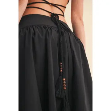 Black Poplin Top/Skirt Scallop Set