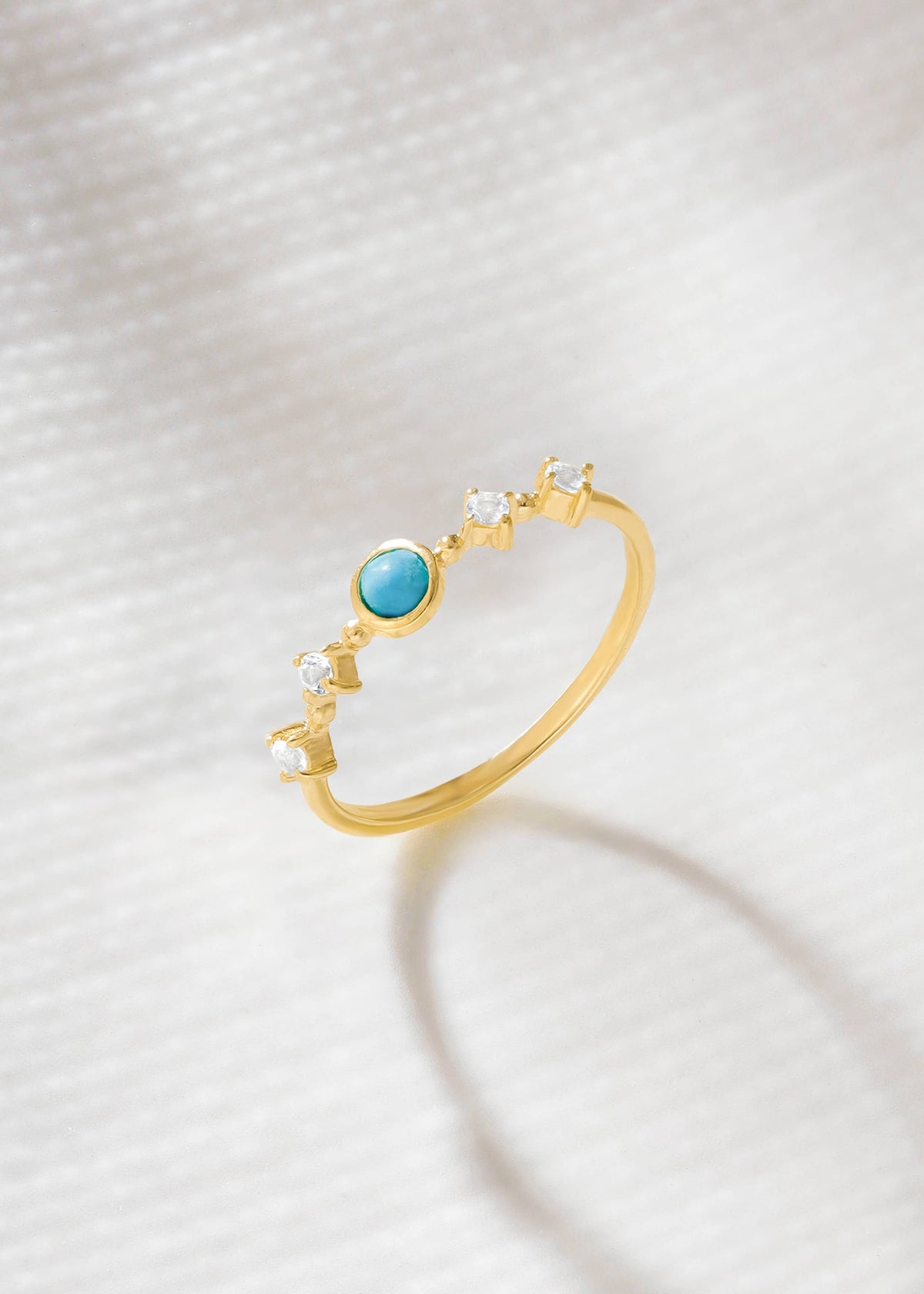 Gold Plated 925 Silver Arizona Turquoise Whisper Ring