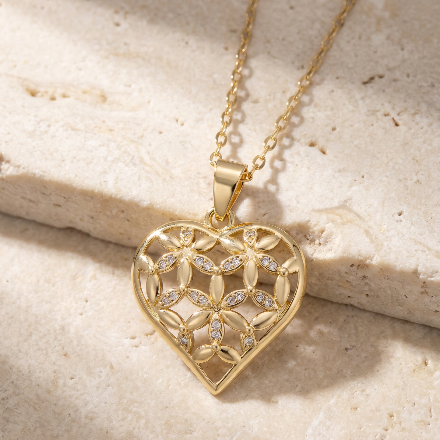 Saltwater Wildflower Heart Necklace