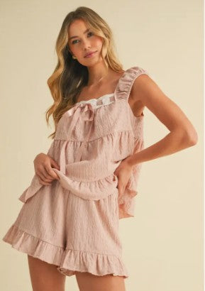 Mauve Top/Short Ruffle Set