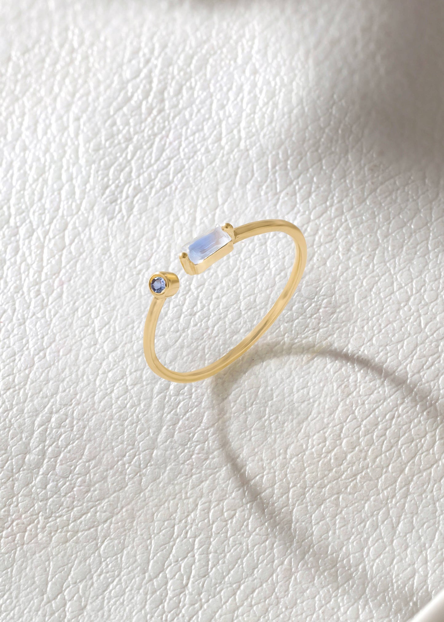 Gold Plated 925 Silver Moonstone Celestial Duality Ring