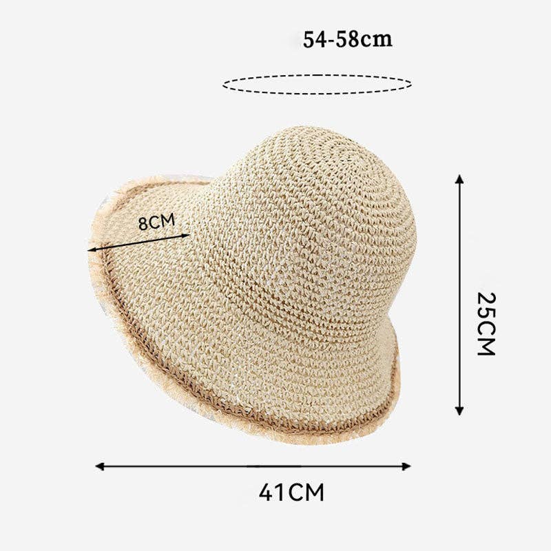 Fashion Wide Brimmed Woven Straw Bucket Hat MK2RTK6W6HAT171