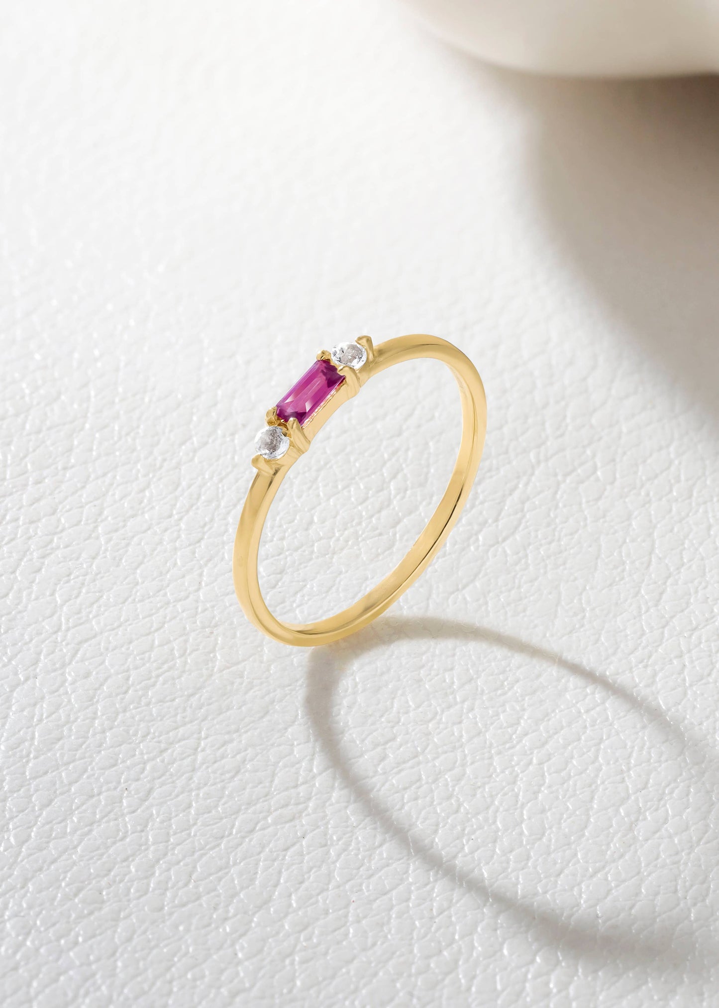 Gold Plated Silver Rhodolite Garnet Grace in Geometry Ring