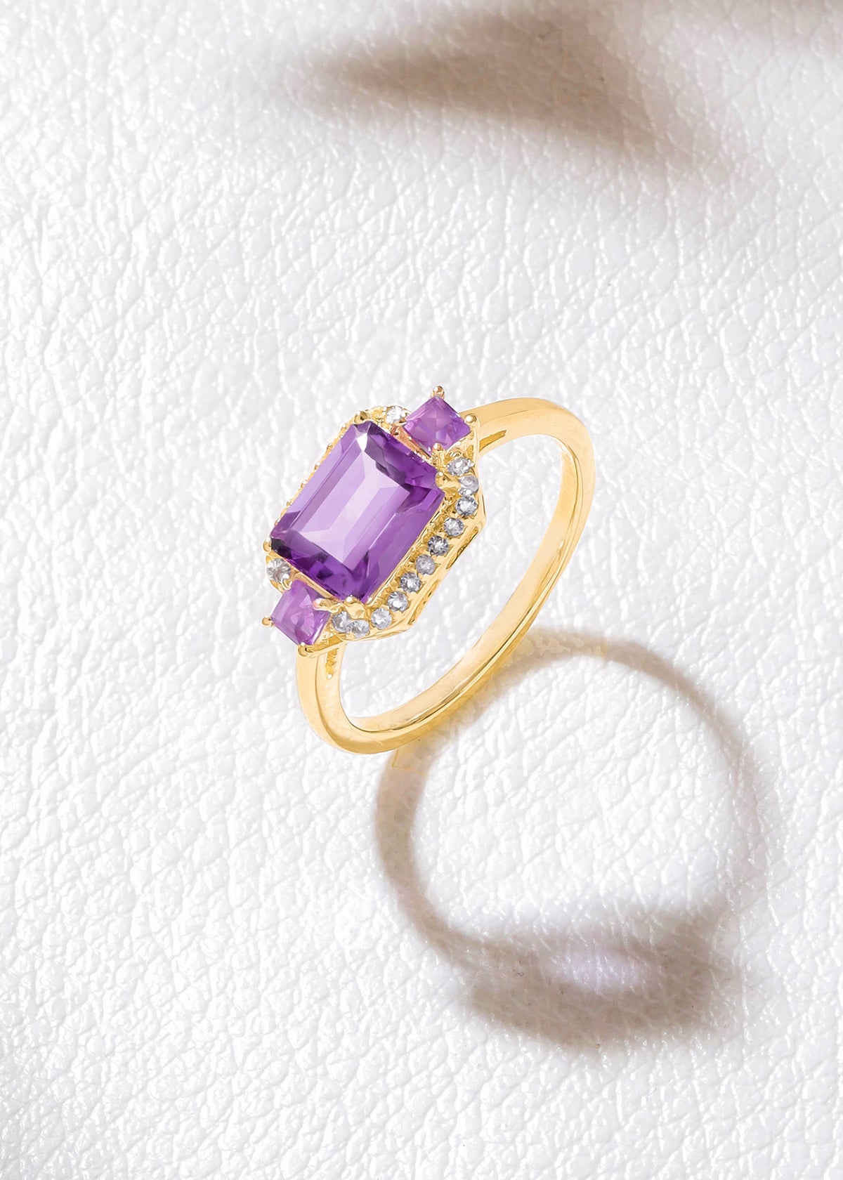 Gold Plated 925 Silver Regal Eclipse Amethyst Array Ring