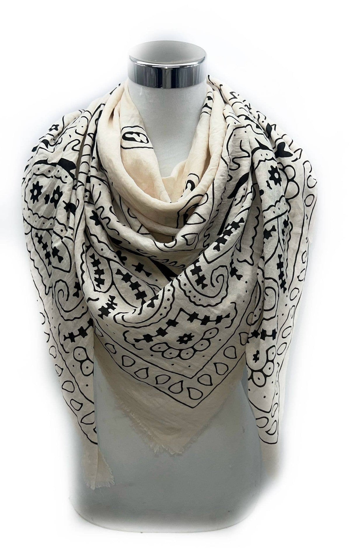 Large square scarf with bandana pattern