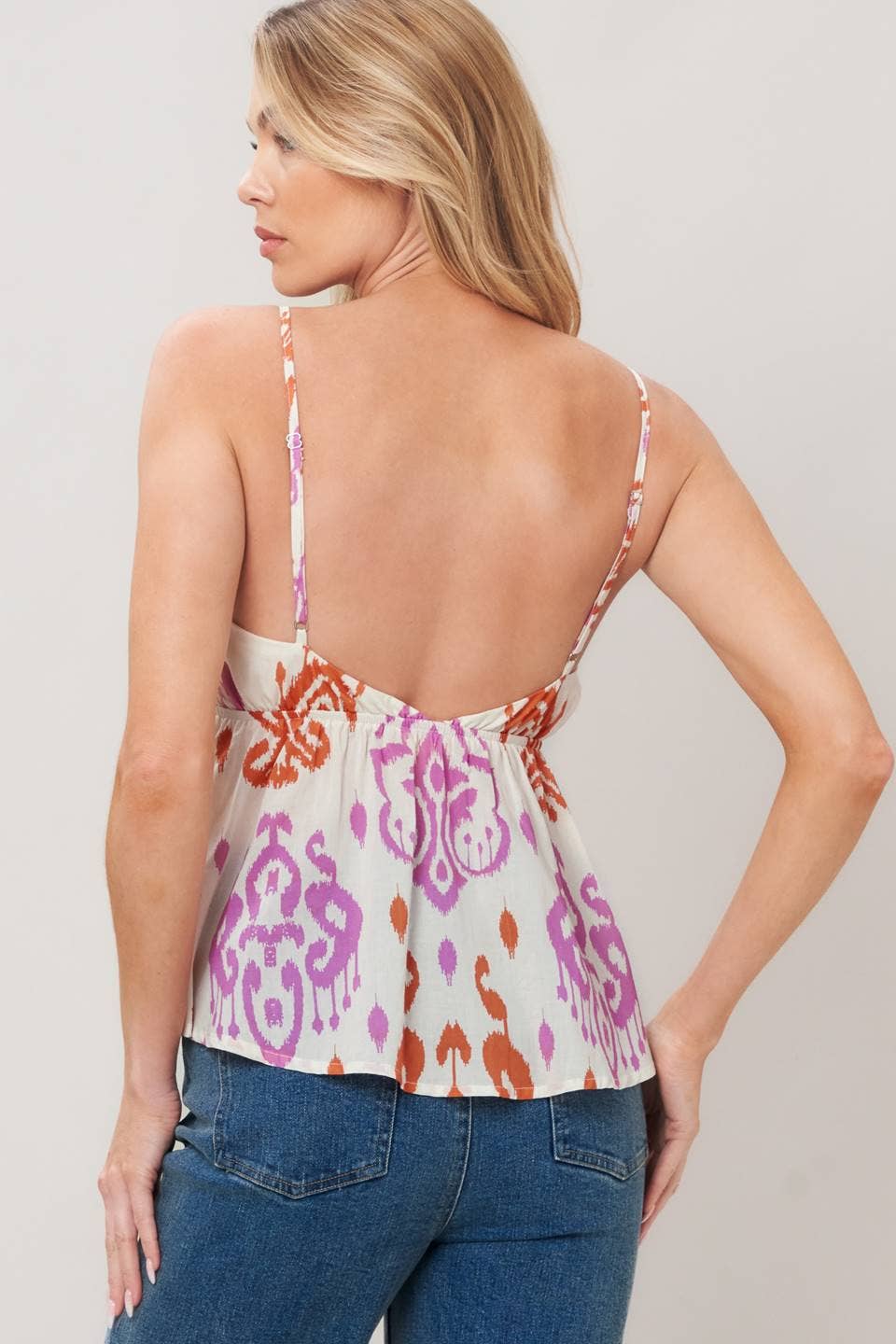 Spaghetti Strap Pink Woven Tank