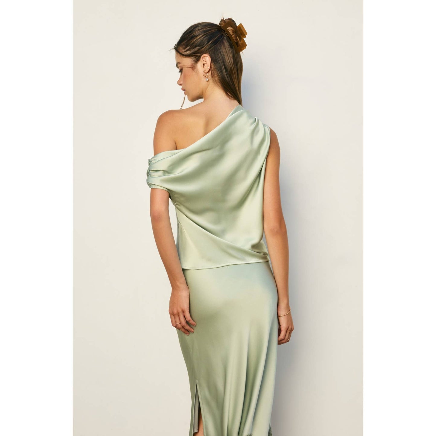 Satin Asymmetrical One Shoulder Top