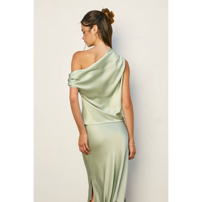 Satin Asymmetrical One Shoulder Top