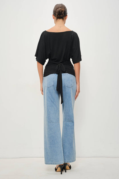 LANA BOAT NECK TIE BACK KNIT TOP