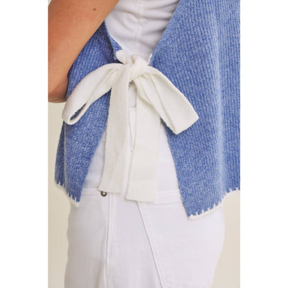 EFFORTLESS WEEKEND SIDE RIBBON TIE WHIPSTITCH SWEATER VEST