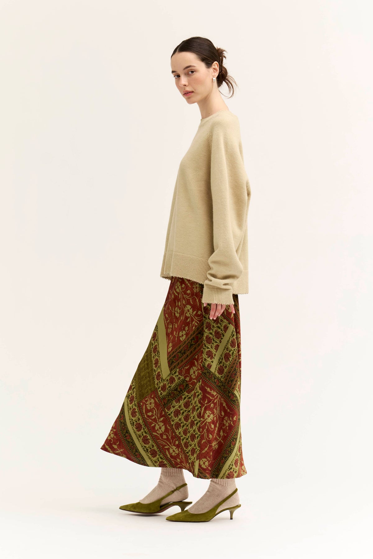 FALL PRINT SLIP SKIRT