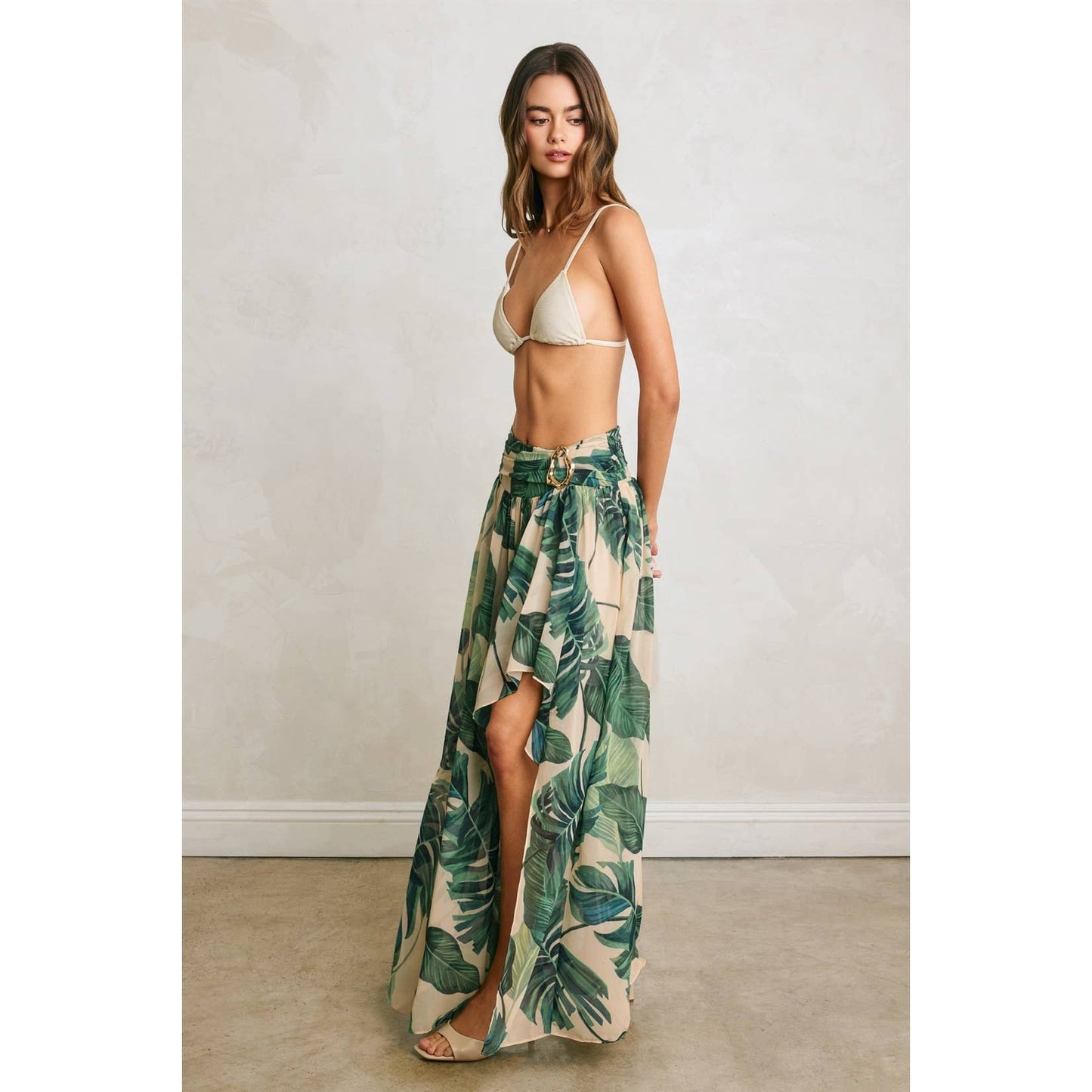 Hidden Oasis Metal Trim Maxi Skirt