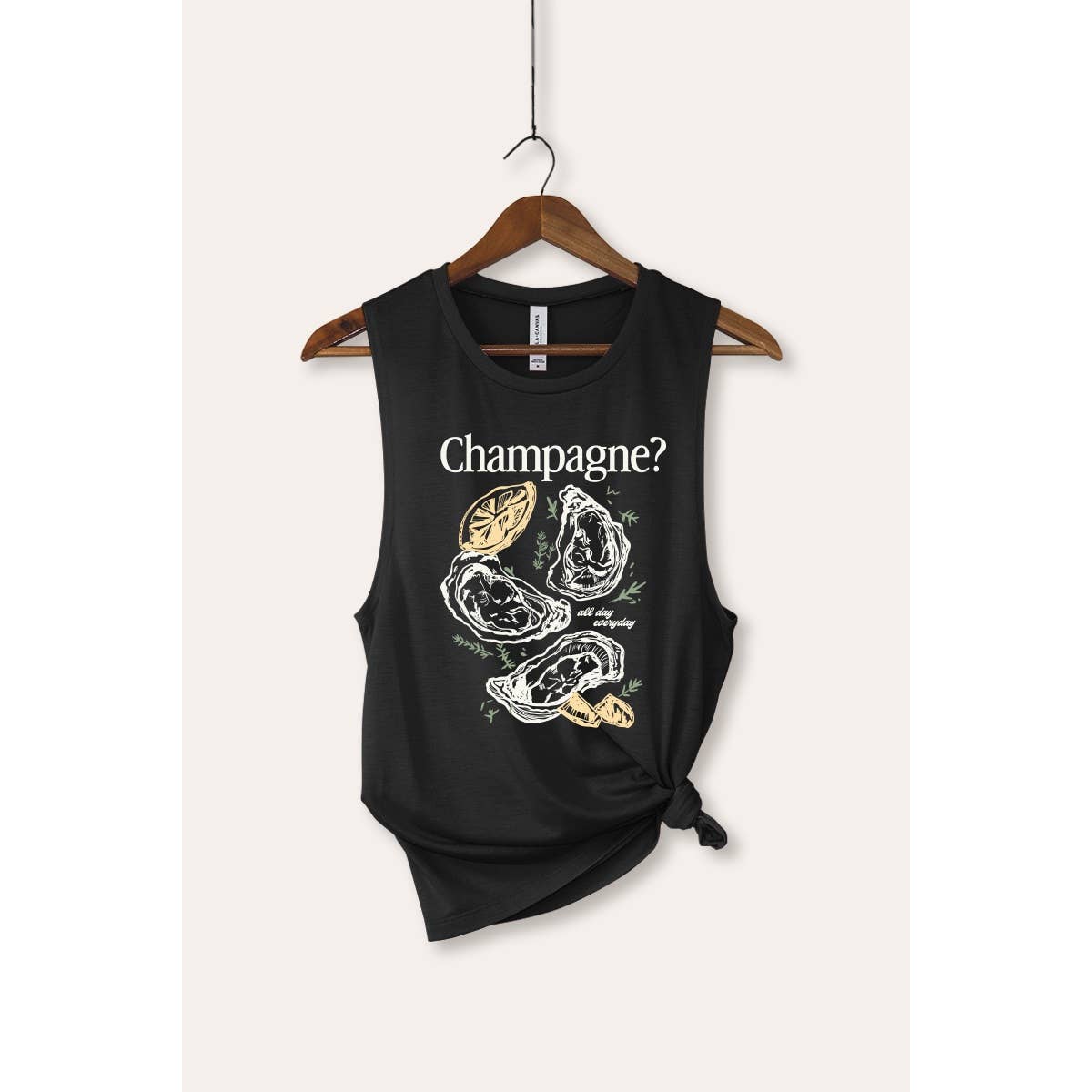 Champagne Oyster Coastal Graphic Women's Jersey Tank Top