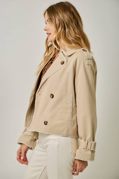 Lace Trim Half Length Trench Coat