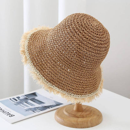 Fashion Wide Brimmed Woven Straw Bucket Hat MK2RTK6W6HAT171