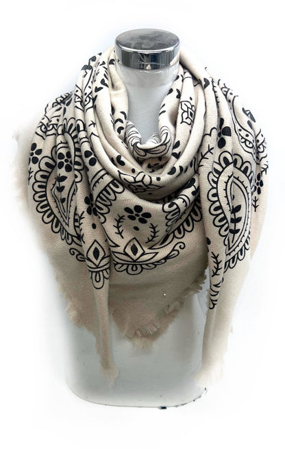 Large square scarf bandana print