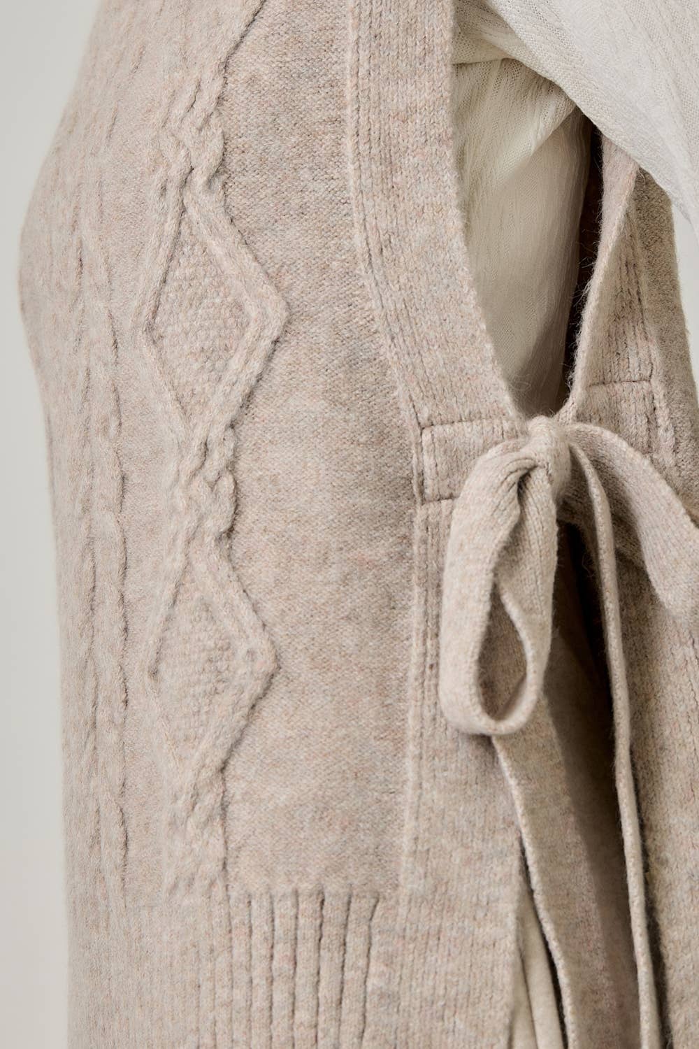 Cable Knit Mohair Side Tie Vest