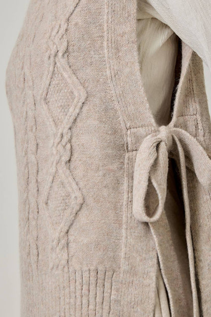 Cable Knit Mohair Side Tie Vest