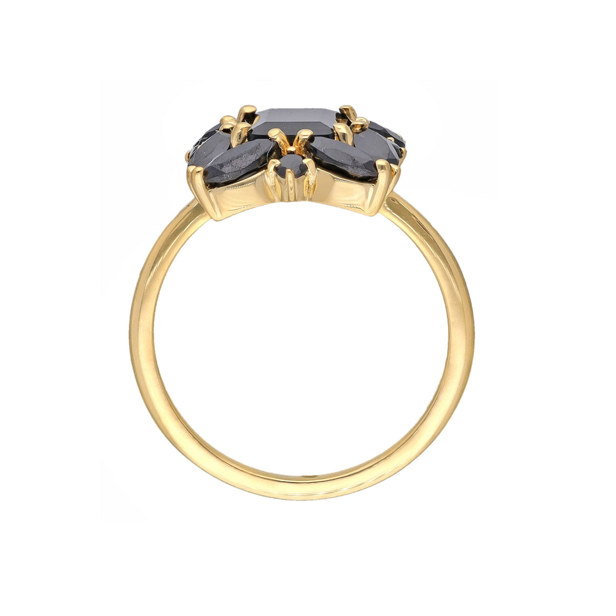 Gold Plated Over 925 Silver Black Onyx Solitaire Ring