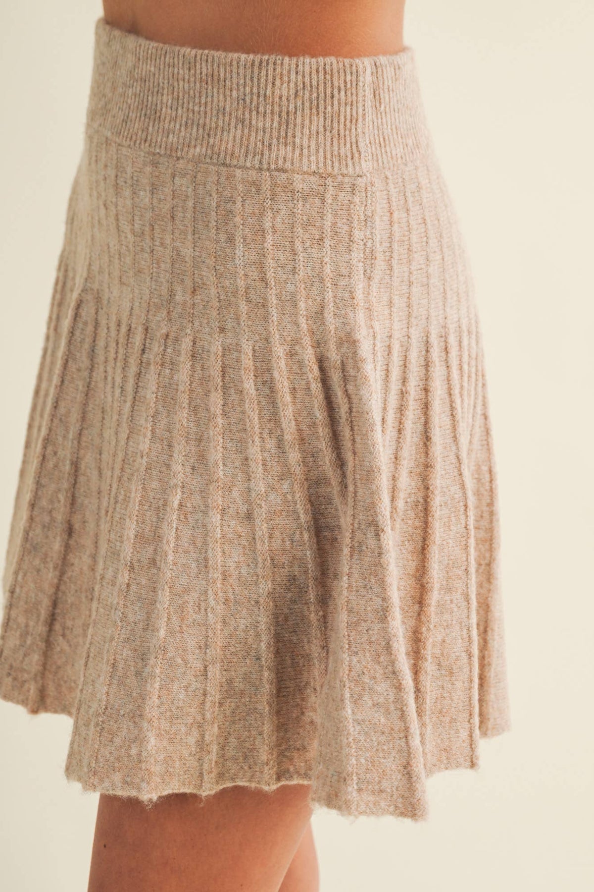 High-Waist Engineered Plissé Knit Skirt