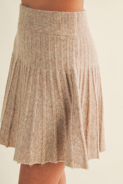 High-Waist Engineered Plissé Knit Skirt