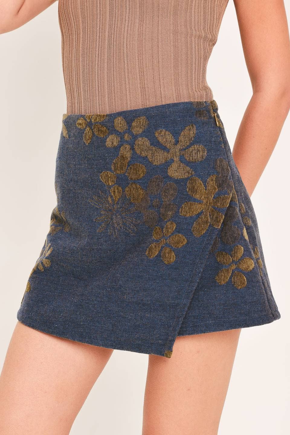 A jacquard woven skort