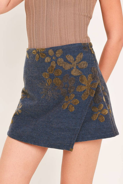 A jacquard woven skort