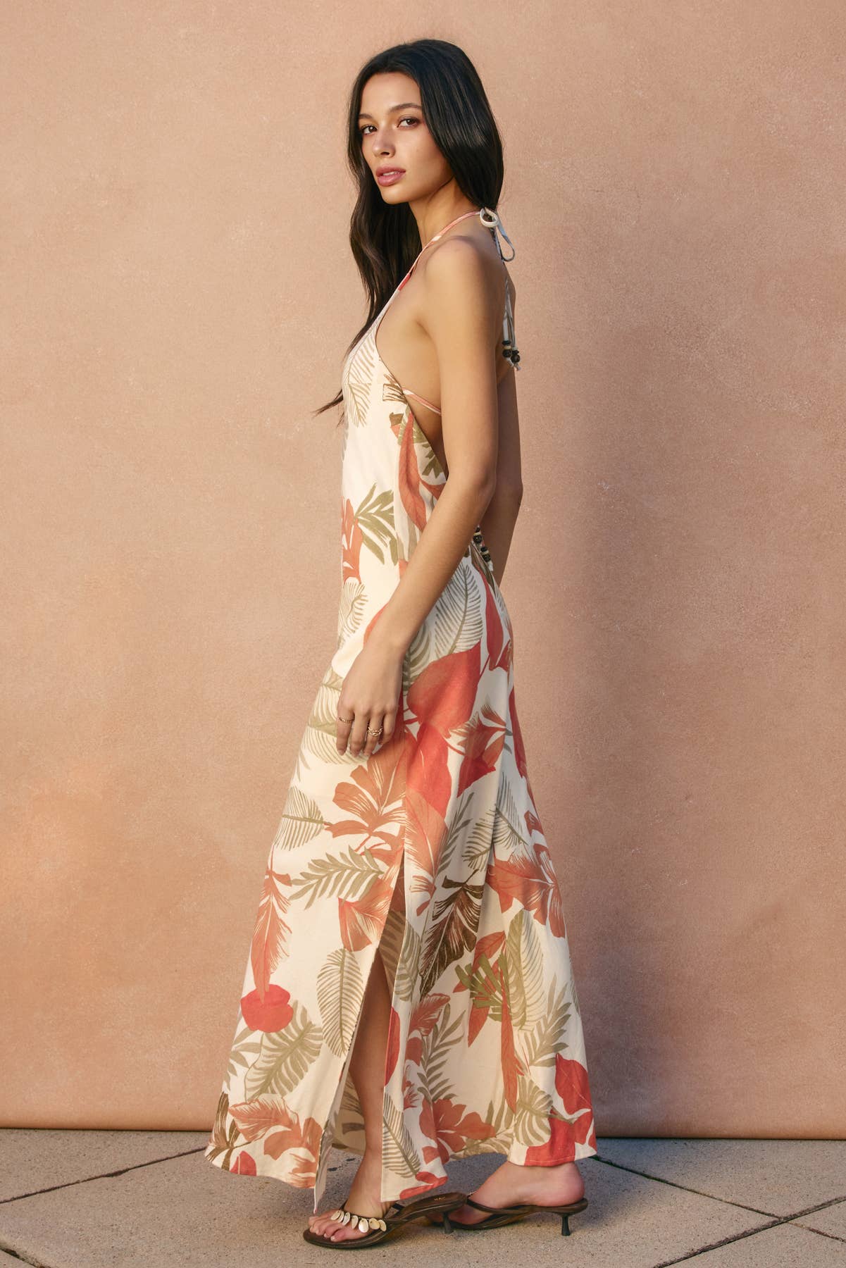 Blush Island Halter Neck Open Back Maxi Dress