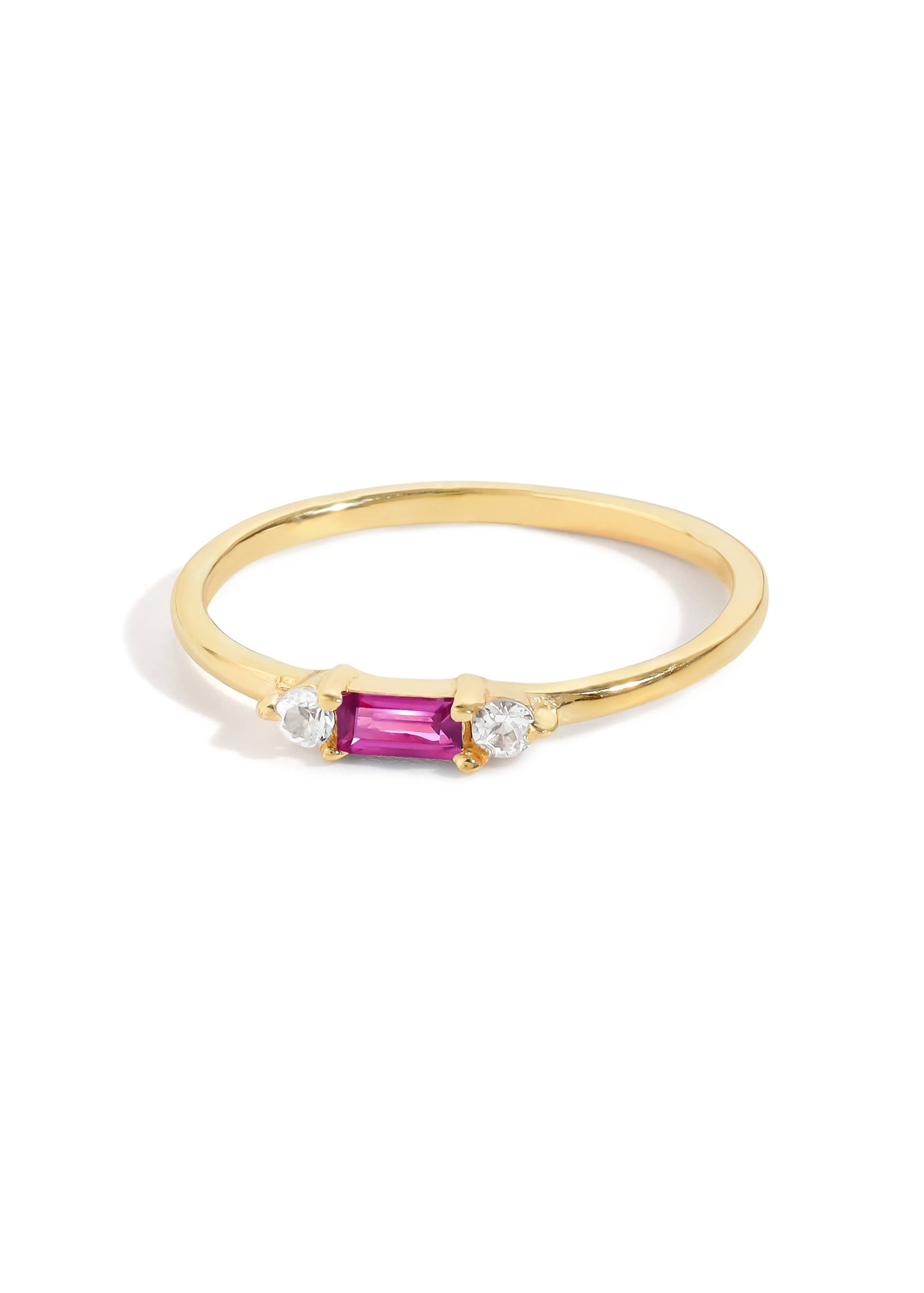 Gold Plated Silver Rhodolite Garnet Grace in Geometry Ring