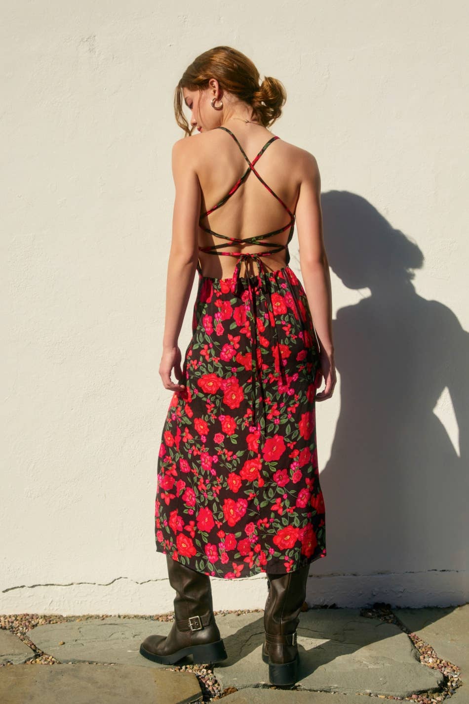Hearts On Fire Tie Back Midi Dress