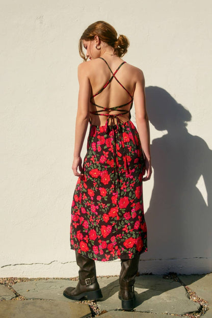 Hearts On Fire Tie Back Midi Dress