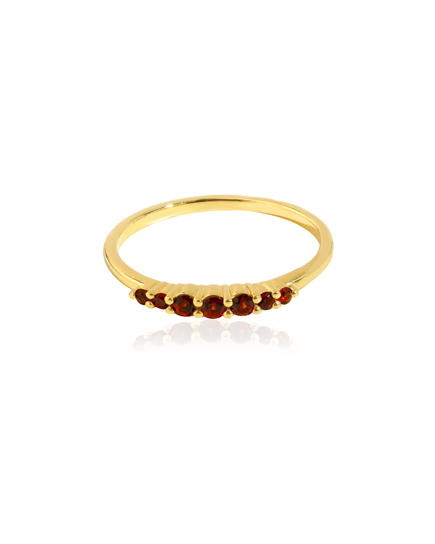 14K Gold Plated Silver Red Garnet Gemstones Solitaire Ring