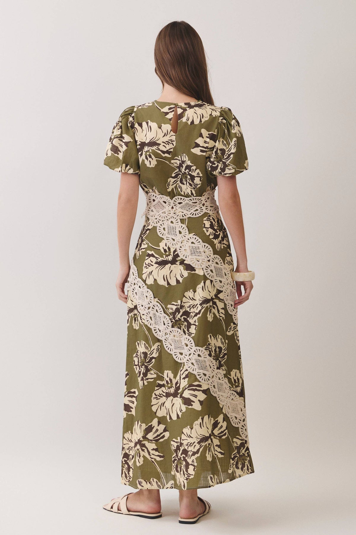 Floral Lace Trim Maxi Skirt