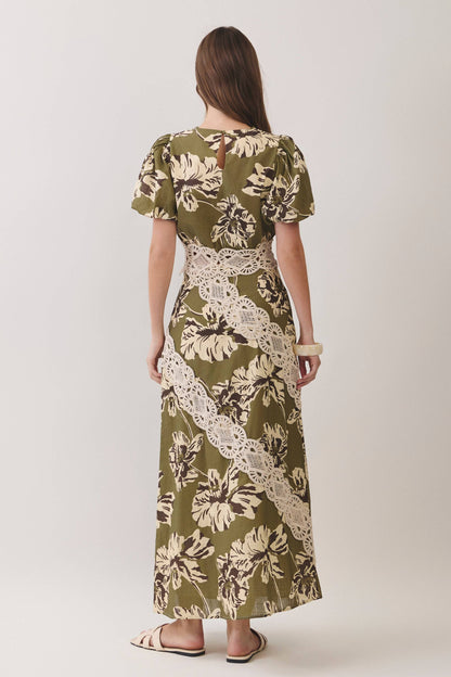 Floral Lace Trim Maxi Skirt