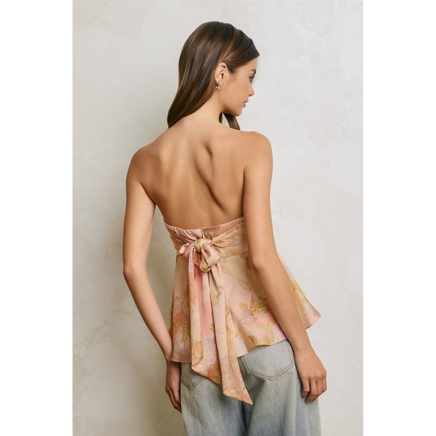 Meadow Romance Strapless Lace Flared Top