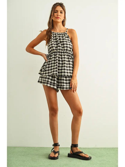 Gingham Black/White Shorts