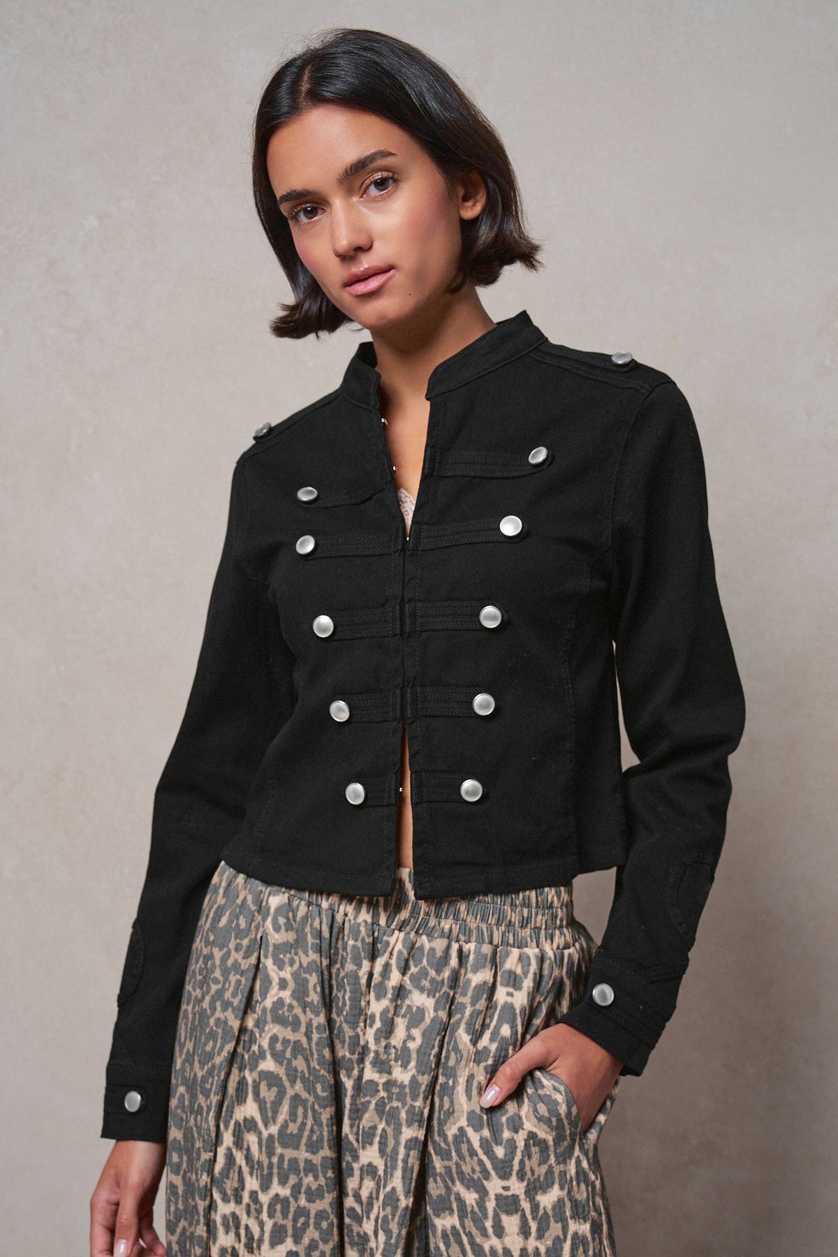 Military Double-Button Stretch Cotton Jacket