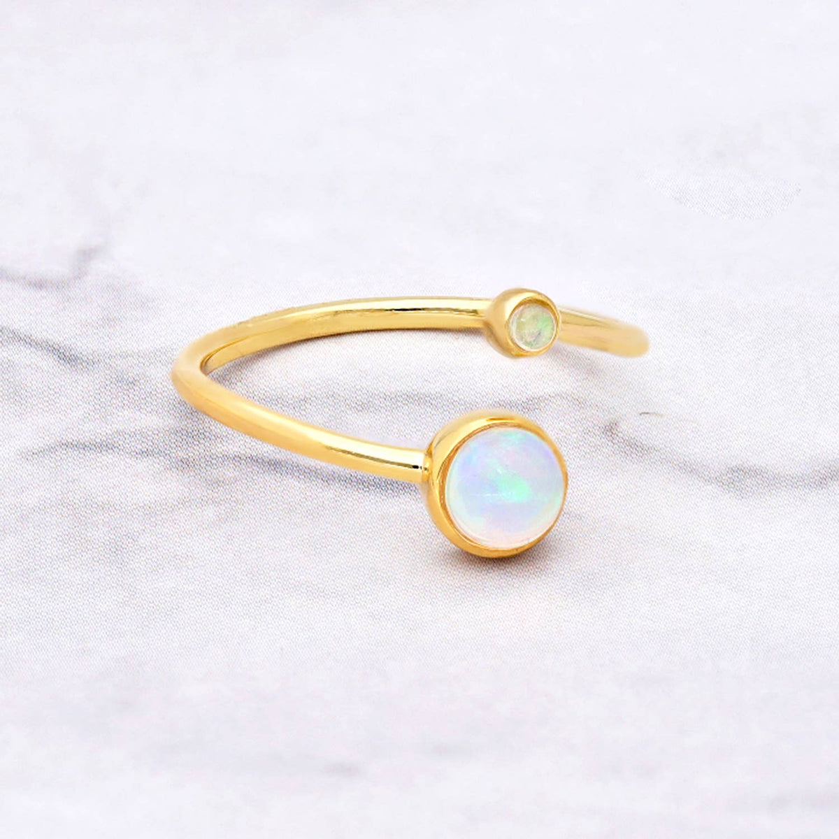 Gold Plated Over silver Ethiopian Opal Bypass Ring