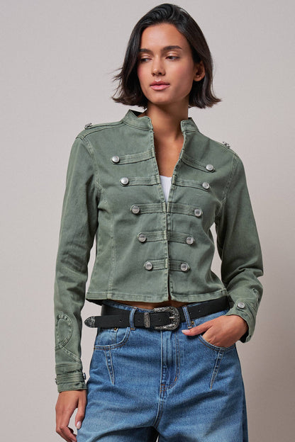 Military Double-Button Stretch Cotton Jacket