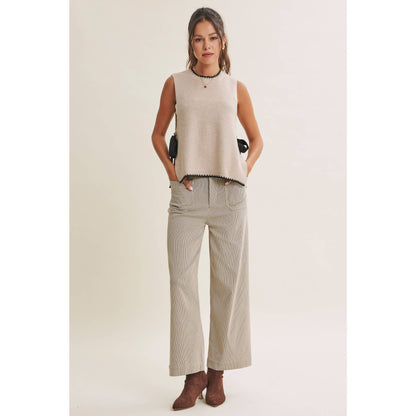 EFFORTLESS WEEKEND SIDE RIBBON TIE WHIPSTITCH SWEATER VEST