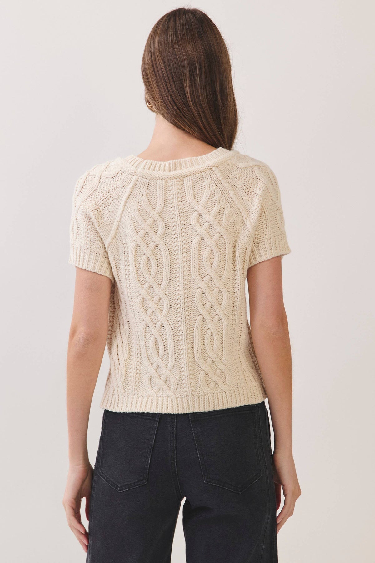 Cable Knit Short Sleeve Sweater