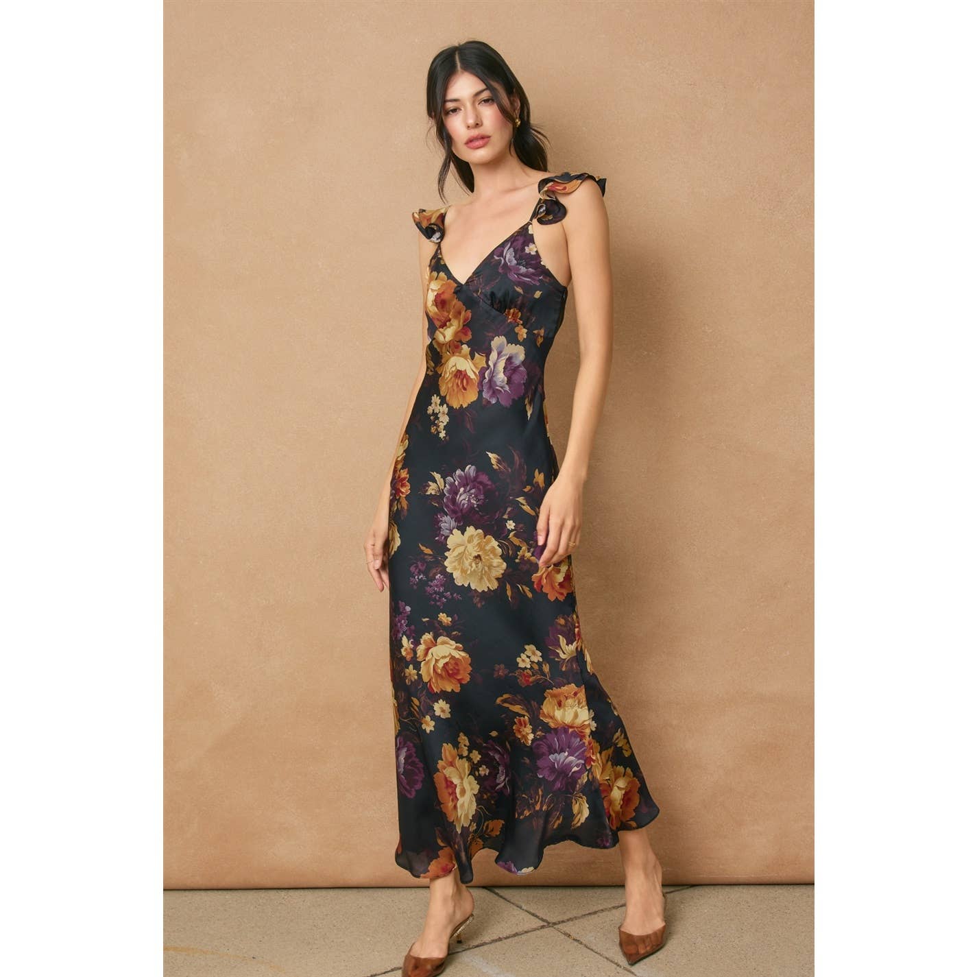 Hidden Haven Flutter Shoulder Maxi Dress