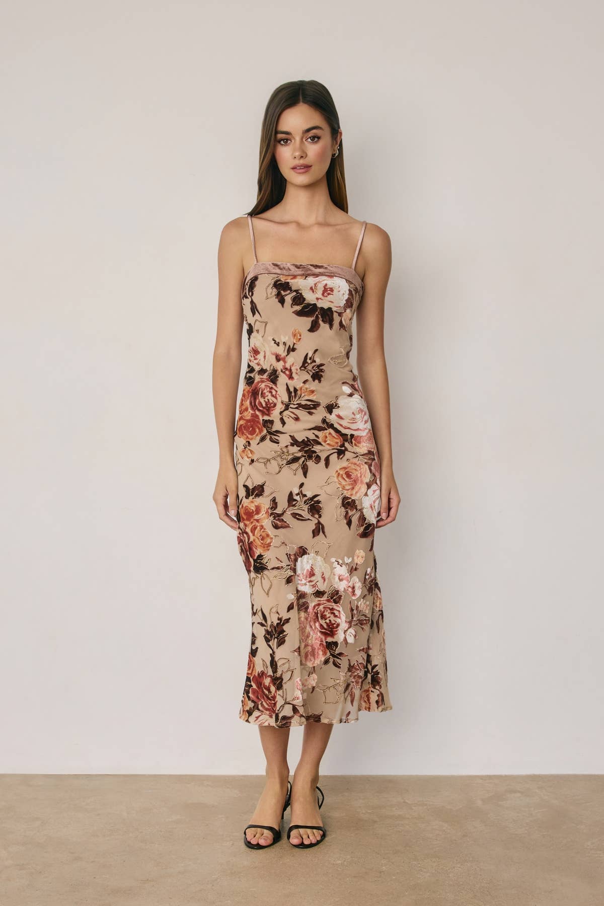 Floral Velvet Burnout Midi Dress