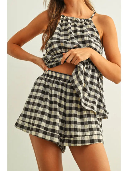 Gingham Black/White Shorts