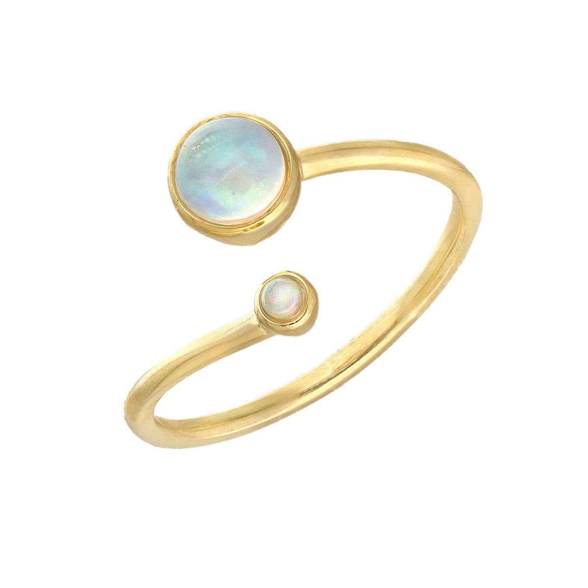 Gold Plated Over silver Ethiopian Opal Bypass Ring